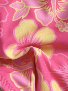 Ladies' New Western Style Fashionable Beach Vacation Casual Floweret Print Backless Bikini Two Pieces Swimsuit Set Summer - Multicolor - View 7