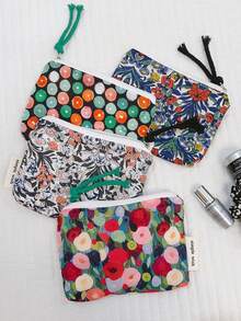 Vintage Floral Coin Purse, Mini Cotton Pouch, Lipstick Earphone Toiletries Storage Bag, Small Item Organizer Card Holder - Multicolor - View 1