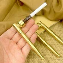 1 Stück reine Messing Doppel-Zweck Lang & Kurz Klassischer Stil Rauchpfeife mit Filter, tragbarer Handzigarettenhalter, perfekte Geschenkidee