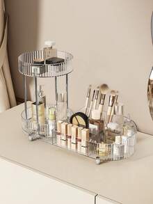 1 pieza Organizador giratorio para baño, estantería para exhibir cosméticos y perfumes, estantería de almacenamiento de doble capa con compartimientos, gabinete giratorio de 360° para el almacenamiento de belleza, apto para cosméticos, lápices labiales, decoración del hogar - Multicolor - Ver 17