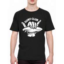 Crew Neck Surf Club Print Men's Fashionable Summer Short Sleeve Sports T-Shirt, Comfortable And Versatile As Gift - Black - View 1