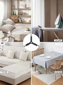 4pcs/Set Triangle Household Bed Sheet Fixers, Adjustable Elastic Sofa Bed Sheet Fixing Clips, Tablecloth Fixing Belt, Anti-Running Anti-Slip Sheet Buckles - Multicolor - View 6