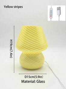 1 قطعة مصباح طاولة على شكل فطر جميل، بأنماط شريطية ونقط متناثرة، يعمل بالطاقة عبر USB، له تعديل لثلاثة ألوان، جسم زجاجي، مناسب لغرفة النوم والمعيشة والمكتب والدراسة، مصباح ديكور، إضاءة ليلية LED.