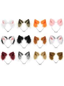 Handmade Faux Fur Animal Ears Headband Furry Cat Fox Ear Hairhoop Headwear Costume Accessory For Cosplay Masquerade
