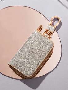 Fashion Mini Car Key Bag, Creative Shiny Leather Car Key Storage Bag, Pendant Keychain, High-End Key Bag, Luxurious And High-End Feeling, Multiple Colors Available, Unisex, Couple Gift, Car Accessories - Multicolor - View 11