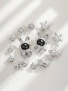 14Pcs Silver Shoe Charms Girly Charms Shoes Accessories With Astronaut And Star For Women Flower Clog Shoes Decoration Jewels Cute Decorations For Party Favors Birthday Gifts.