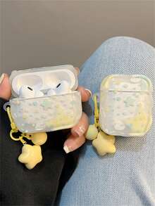 可爱INS渲染星星兔耳机壳 兼容 1/2/3/4代 Pro Pro2耳机保护壳 保护壳带挂件