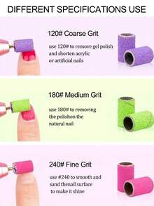 100 piezas/caja Juego de bandas de lijado con eje de metal Brocas de taladro de uñas para esmalte de uñas, gel, eliminación de piel muerta y callosidades, bandas abrasivas, cortador, múltiples colores y especificaciones disponibles, suministros para uñas, herramientas para uñas, herramientas de arte de uñas, de vuelta a la escuela, uñas, herramientas para uñas postizas - Rosa Fucsia - Ver 4