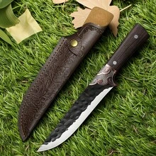 1pc Outdoor Meat Cutting Knife Sheath Set, Kitchen Accessories, Rose Pattern Scabbard, Portable Multipurpose Tool Storage Box, For Kitchen And Outdoor Use, Say Goodbye To Messy Knife Storage, Knife Protection, Outdoor Gear Accessory | Camping Gear, Holiday Gift (Knife Sheath Only, Knife Not Included) - Brown - View 1