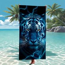 1 件虎纹沙滩巾，超柔软吸水，大尺寸适合旅行、泳池、潜水、冲浪、瑜伽、露营，有成人和儿童尺寸可选，沙滩配件沙滩必需品