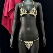 Cadena de cintura/vientre multicapa con rhinestones, cadena de muslo y pierna sexy para mujer, joyería tipo arnés para bikini y playa