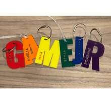 Personalized Acrylic Backpack Name Tag, Letter Cutout Bag Charm Keychain For School Bag, School Students Bag Tag - Initial Luggage Tag - View 6
