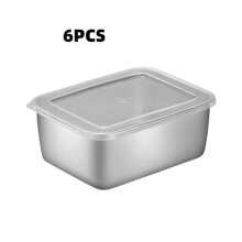 1/3/6PCS Household Stainless Steel Fresh-Keeping Box Set(Fresh-Keeping Box + Fresh-Keeping Lid) , Sealed Refrigerator Food Storage, Box Kitchen Accessories, Kitchen Storage Box, Outdoor Garden Picnic, Camping, Office, Travel,Outing, Barbecue Lunch Box, Outdoor With Independent Sauce Compartment Box, Egg-Proof Antibacterial Refrigerator Storage Artifact,Outdoor Supplies, Camping Supplies, Barbecue Supplies