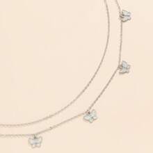 1 pièce Chaîne de taille à double couche avec pendentif papillon sexy à franges pour femmes, style de rue avec chaîne de corps en métal
