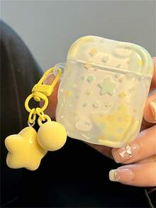 可爱INS渲染星星兔耳机壳 兼容 1/2/3/4代 Pro Pro2耳机保护壳 保护壳带挂件