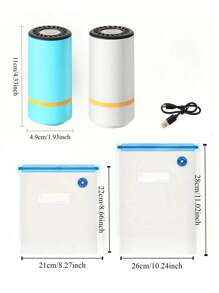 RAF 1 Pc Portable Handheld Electric Vacuum Machine, Food Vacuum Storage Bag, Vacuum Sealed Zipper Bag (Reusable Vacuum Bag) 3-In-1 Large And Medium Vacuum Zipper Bag Storage, Handheld Electric Vacuum Machine. Battery Capacity 1200mAh