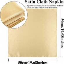 New-2025  12 Piec Satin Napkin Square 20 X 20 Inch Dinner Napkins Weddings Party Napkin Soft Table Napkins For Romantic Weddings Party Dinner Dration (Gold) - 金色 20 x 20 英寸 - 查看 2
