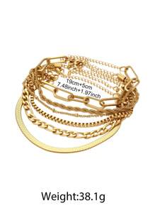 6pcs Set Simple Stainless Steel Twist Chain Bracelets, Suitable For Women's Daily Wear