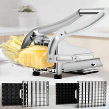 French Fry Knife Stainless Steel Potato Slicer 36/46 Hole Blade Quick Cut Potato Slices Manual Food Slicer Multifunctional Vegetable And Fruit Slicer (For Potato And Onion) Kitchen Tool, Holiday Gift - Silver - View 2
