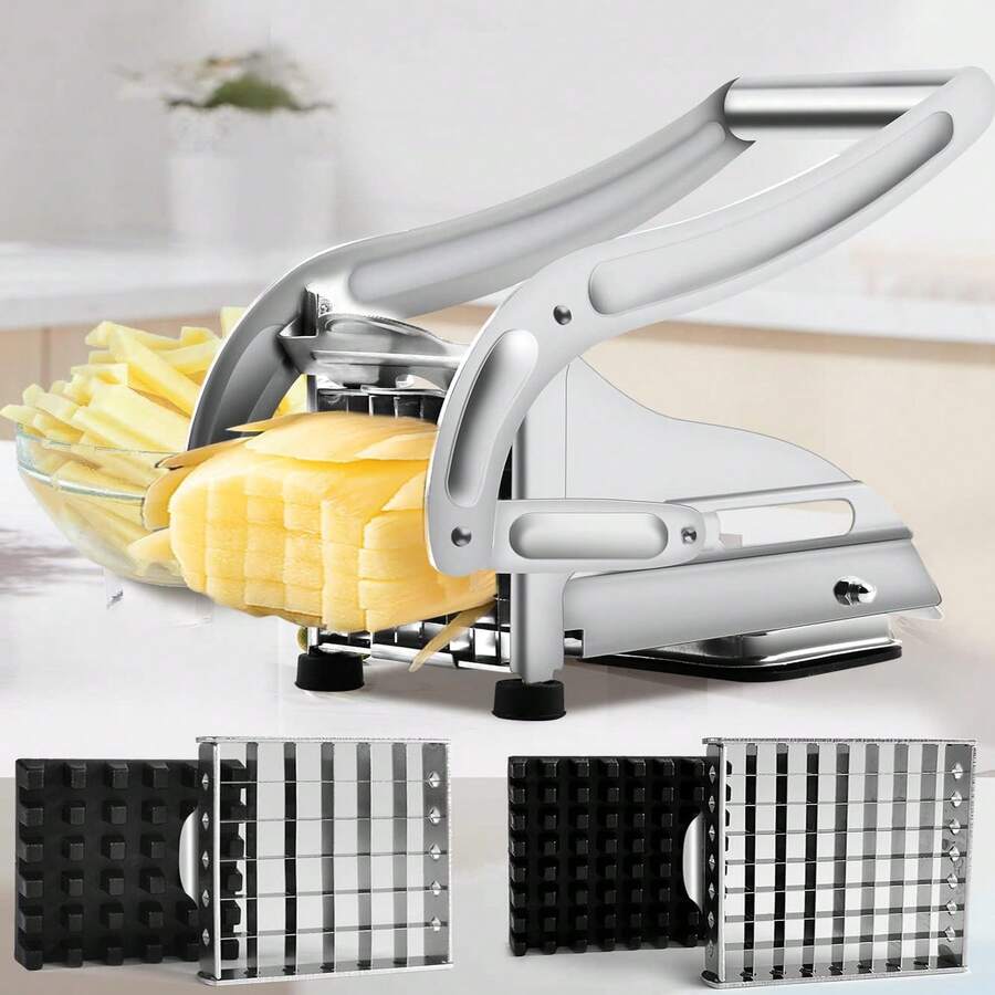 French Fry Knife Stainless Steel Potato Slicer 36/46 Hole Blade Quick Cut Potato Slices Manual Food Slicer Multifunctional Vegetable And Fruit Slicer (For Potato And Onion) Kitchen Tool, Holiday Gift