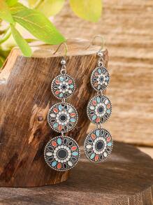 TopHanqi Conjunto de 3 pares de brincos vintage estilo boho com pingente de gota de óleo para mulheres, brincos com pingente geométrico multicolorido, versáteis para uso diário, praia, viagem, encontro, presente, todas as estações