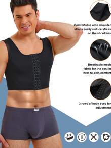 TAILONG Mens Compression Corset Vest Hide Gynecomastia Chest Binder Tank Top Faja Para Hombre