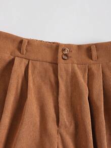 Quần nhung ống đứng lưng cao thiết kế cổ điển phong cách Pháp cho nữ, dáng rộng thoải mái, thời trang và đa năng cho việc đi lại hàng ngày, mùa thu/đông - màu nâu - Xem 3