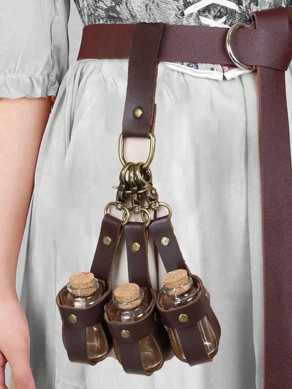 1 Set Magischer Schlüssel Gringotts Tresor Schatzkiste Schlüssel mit mittelalterlich-retro PU-Leder Schlüsselanhänger, Halloween Kostümzubehör