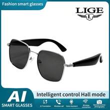 LIGE's New Casual Smart Bluetooth Glasses 55mAh MAh Capacity Battery Bluetooth Call/Music Playback/Voice Assistant/Remote Control Photography/AI Translation, Wind And Sandproof Fashion Multifunctional Smart Glasses For Women Every Day, Travel, Wear