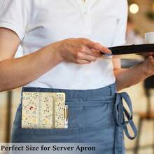 Cute Waitress Book With Money Pocket, Leather Server Book With Zipper Wallet, Black Serving Organizer Fits Server Apron - Mẫu Retro - Xem 6
