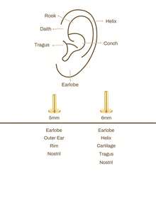 EleRunis 1PC 925 Sterling Silver Rhombic 5/6/8 Mm Flat Back Cartilage Helix Piercing Jewelry For Women Daily Wear Wedding Party Engagement Anniversary Valentine's Day - Gold - View 5