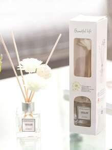 1 Set, 50 Ml Reed Diffuser, Suitable For Home, Study, Bedroom, Bathroom And Deodorizing, Scented Flameless Aromatherapy (1 Bottle Of Essential Oil + 5 Diffuser Sticks And 1 Rattan Ball + 2 Dried Flowers)
