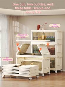 1 件 45 厘米/17.7 英寸宽折叠透明收纳柜，多层设计，方便安装和存放。它是一款收纳柜，可用于存放玩具、零食、衣物、书籍、杂物，以及客厅厨房收纳柜。