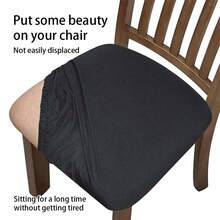 [4pcs Stretchy Chair Covers] 4pcs Stretchy Solid Color Brushed High Elasticity Chair Covers   Soft Comfortable Retro Style Slipcovers With Adjustable Ties For Dining Chairs, Office & Home Decor   Hand Wash Only