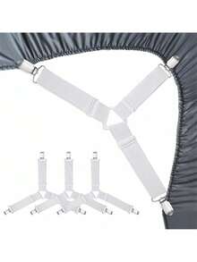 4pcs/Set Triangle Household Bed Sheet Fixers, Adjustable Elastic Sofa Bed Sheet Fixing Clips, Tablecloth Fixing Belt, Anti-Running Anti-Slip Sheet Buckles - Multicolor - View 8