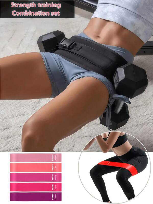 Hip Bridge Belt Dumbbell Hip Push Latex Resistance Band Set Portable Weight Training Belt Hip Fitness Men's And Women's Sports Dynamic Auxiliary Belt Gym Accessories