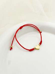 Mazuer 1 pieza Pulsera de cuerda roja con forma de corazón y diseño minimalista con temática de playa de verano y vintage para mujer, diseño versátil para citas, regalos bohemios, festivales, fiestas, uso diario y vacaciones