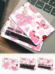 SUPSTICKER 4 件卡通粉色独角兽和可爱六边形恐龙图案信用卡贴纸，超薄双面，采用优质防水防刮 PVC 材料制成，防刮，无气泡，即撕即贴，非常适合旅行和日常通勤，5.39 * 18.6 英寸