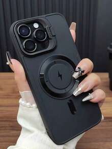 1 件豪华 Lightning 磁性手机壳，带挂绳和相机支架，柔软硅胶后盖，适用于 16 15 14 13 12 11 Pro Max Plus 防水防震防摔防刮 - 黑色 - 查看 1