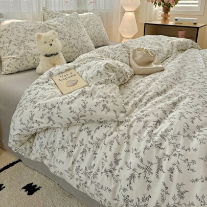 1pc Refreshing Printed Duvet Cover, Suitable For Bedroom, Dormitory, Travel, All Seasons, Machine Washable, Without Comforter/Filling, With Corner Ties