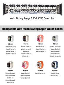 Perlen Armband Band für 38mm 40mm 41mm 42mm 44mm 45mm 46mm 49mm - Bohemischer Stil elastisches Stretch Band - handgefertigtes Kristall Perlenarmband - elegantes, bequemes Damen Uhrenarmband - perfekt für Business, Dates, Hochzeiten, Partys, Alltag - ideales Geschenk für sie - hochwertiges Ersatz Armband Zubehör