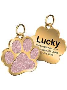 1pc Personalized [Free Engraving] Shiny Paw Shape Pet Tag For Dog Or Cat, Zinc Alloy Material, Durable & Non-Fading | Engrave Name, Birthday Gift For Collar ID, Unique Pet Identity Card, Fashion Neck Tag For Cat & Dog, Best Gift For , Anti-Lost