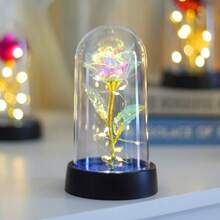 1 Stück buntes Rosenblumen-Nachtlicht für die Heimdekoration, goldene Folienrosenlampe mit Abdeckung, Nachtlicht für die Inneneinrichtung, Lichter für Hochzeitspartys und Heiratsanträge, perfektes Geschenk für Mädchen und Partner, Schlafzimmer-Dekor-Nachtlampen, Babyzimmer-Nachtlicht