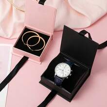 5件套精美丝带翻盖首饰盒，可装戒指、手表、项链、耳环、吊坠、徽章等饰品。 - 彩色 - 查看 6