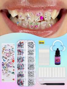 novani Kit de 12 rejillas de resina joya dental DIY con kit de joyas de moda para iniciarse en las joyas dentales