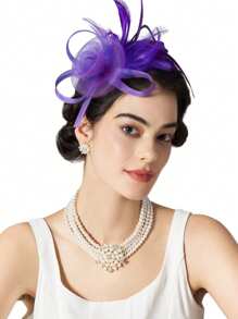 1 Stück elegantes Federhaarbandaccessoire mit Mesh, Braut-Hochzeit Haarschmuck, Kostümparty Kopfschmuck, Geschenk zum Muttertag/Abiball/Erntedank/Weihnachten/Karneval