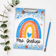 1pc Personalized Teacher Appreciation Gifts, Custom Rainbow Clipboard, Teacher Name Clipboard, Back To School, End Of Year School Gift,Monogram Teacher Clipboards,Cute Classroom Accessory