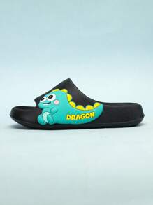 EVA Children's Dinosaur Cartoon Slippers, Lightweight Non-Slip Soft Sole, Casual House Slides, Quick-Dry, Simple Solid Color Thick Sole, Unisex Kids Beach Sandals