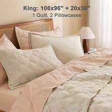Size Quilt Bedding Set Teal - Full Lightweight Comforter Bedspreads & Coverlets Turquoise - Bedding Cover Bed Decor All Season - 3 Pieces (1 Quilt, 2 Pillowcases) - 16 - 燕麥片 - 查看 7