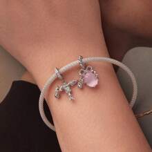 WOSTU 1 pieza Colgante lindo de lazo de plata de ley 925, colgante de tacones altos de cerezo rosa, colgante adorable para mujer, apto para collar, pulsera, joyería de moda, regalo
